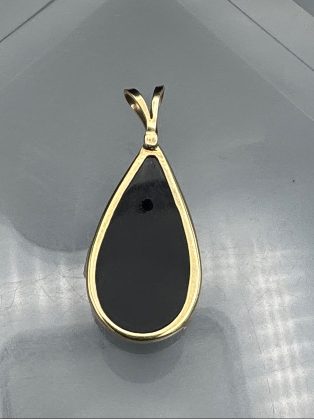 14k Gold Teardrop Pendant with Diamond/Moissanite - Picture 4 of 5